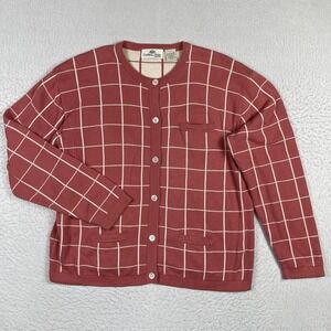 Carroll‎ Reed Sweater Womens Medium Vintage Windowpane Plaid Cardigan Workwear